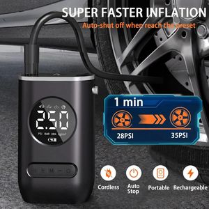 18L/Min Portable Cordless Tire Inflator Car Motorcycle <b>Bicycle</b> Ball Air Pump 150PSI Digital Auto Stop With LED Emergency <b>Light</b> - Product Image 6