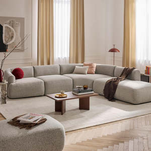 Sofá Modular Moderno de Lujo Ligero, Sofá Viral con Tela Teddy Bouclé, <span class=keywords><strong>Muebles</strong></span> Cómodos para Sala de Estar, Sofá Seccional Desmontable - Product Image 4