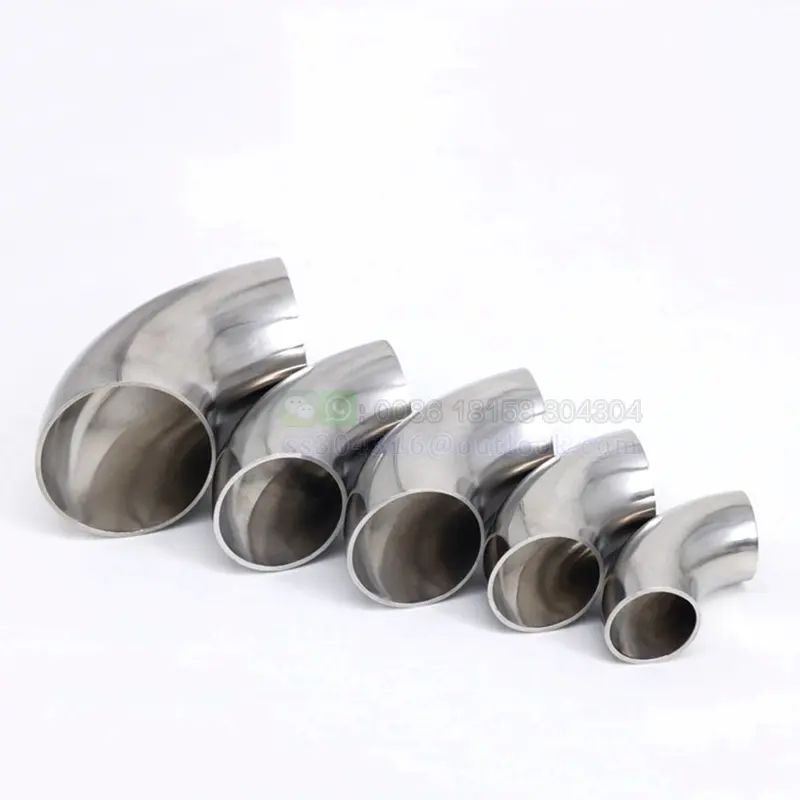 SL Food Grade 19mm/25/32/38/45/51mm OD Sanitary Butt Weld 90 Degree Elbow Bend Pipe 304 stainless steel Fitting