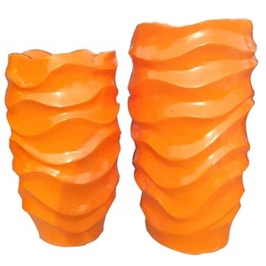 European-style Minimalist Modern Wave-pattern <b>Large</b> Fiberglass Floor-standing Flower <b>Pot</b> Vase Decorative Ornament for Hotel - Product Image 5