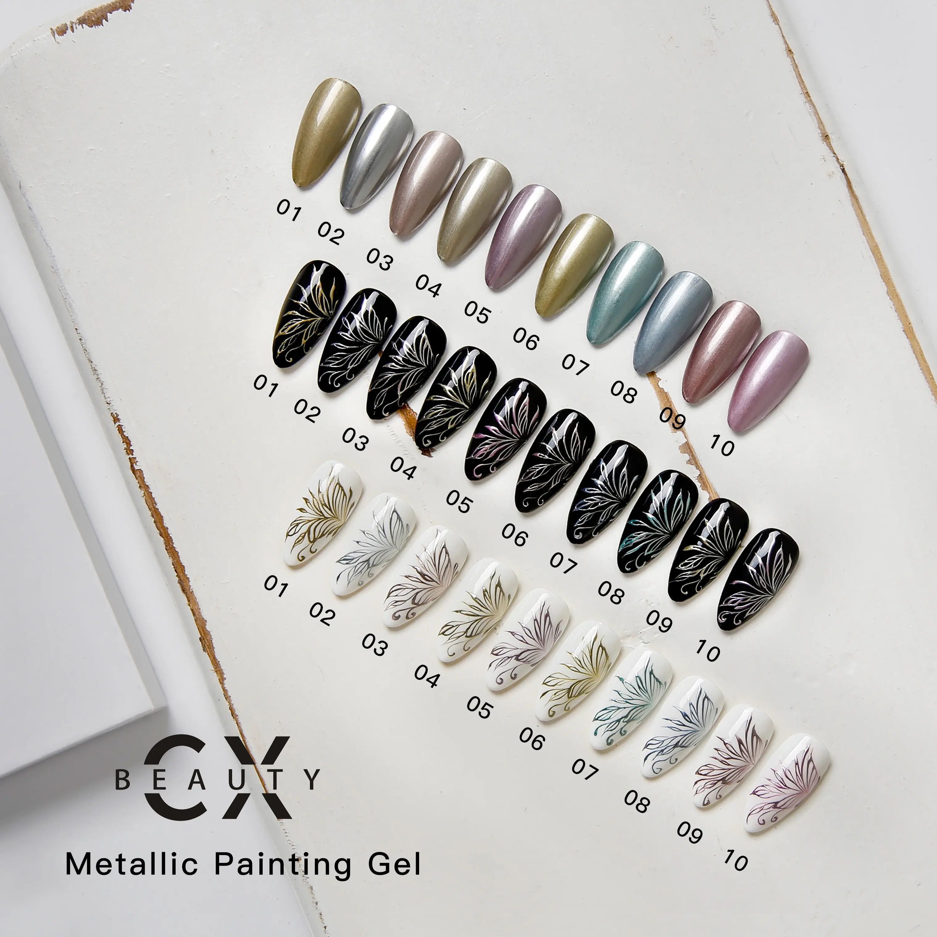 Guangzhou Cx Manicure Leverancier Aangepaste Geen Veeg Metallic Schilderen Gel Voor Nail Art