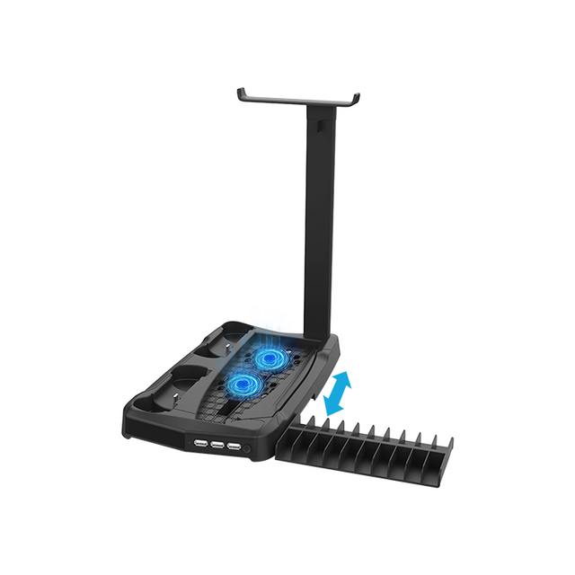 Multi-Function Vertical Charging Base Stand Cooling Fan With Disc Box Charger Station Cooler for PS5 Controller Charging Dock