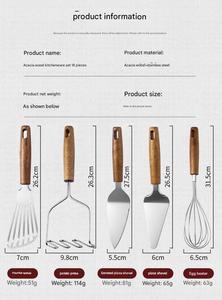 Herramientas de cocina, abridor de botellas de palisandro, batidor de huevos, cepilladora, espátula para <span class=keywords><strong>Pizza</strong></span>, juego de cepilladora de prensa de ajo de acero inoxidable, utensilios de cocina - Product Image 2