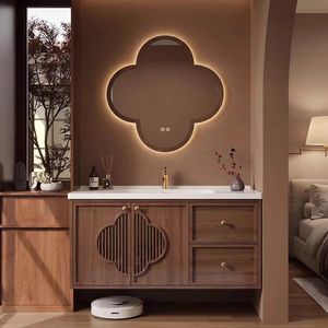 Meuble-lavabo de salle de bain moderne de luxe en bois avec panneau mélaminé et vasque intégrée, vente chaude 2024 - Product Image 2