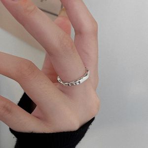 Yinruitai S925 Sterling Silver Textured <b>Open</b> <b>Ring</b> For Women Geometric Design Everyday Wear Adjustable Size - Product Image 2