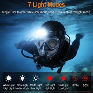 Lampe frontale <span class=keywords><strong>de</strong></span> plongée rechargeable 1400LM IP68 étanche, lampe torche LED pour la pêche <span class=keywords><strong>de</strong></span> nuit, la spéléologie et le <span class=keywords><strong>camping</strong></span>, utilisation en eau profonde jusqu'à 60M - Product Image 6