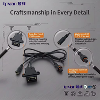 Câble USB femelle DC vers montage sur panneau, étanche IP65, double fixation, prise USB fixe, alimentation uniquement, cordon UL2464 20AWG