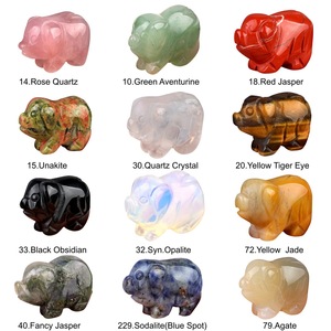 Ornement en pierre sculptée <span class=keywords><strong>de</strong></span> 25 mm en forme <span class=keywords><strong>de</strong></span> cochon, œil <span class=keywords><strong>de</strong></span> <span class=keywords><strong>tigre</strong></span> et quartz <span class=keywords><strong>rose</strong></span>, pierres précieuses, ensemble cadeau personnalisé pour fêtes, vacances et décoration <span class=keywords><strong>de</strong></span> bureau - Product Image 6