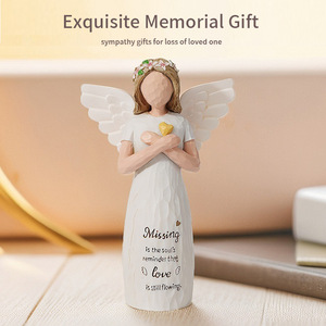 Statue d'ange fille, cadeau commémoratif, ornement de bureau, décoration de salon, souvenir de condoléances pour la mémoire des êtres chers - Product Image 2