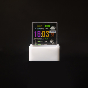 Station météo intelligente Wifi miniature de bureau avec horloge, affichage <span class=keywords><strong>photo</strong></span> en cube de cristal holographique, animations GIF, album - Product Image 5