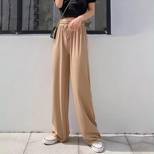 I-0287 New Women Summer Loose <b>Pants</b> High Waist Wide Leg Ice Silk Trousers Lady Casual Long <b>Pants</b> - Product Image 4