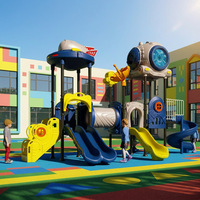 Toboggan en plastique commercial pour enfants, ensemble de jeux d'extérieur/d'intérieur pour tout-petits avec structure métallique, grande capacité pour les aires de jeux