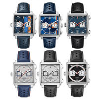 Profitez d'un joli bracelet de montre de luxe 22mm bracelet de rallye en cuir de veau véritable bleu VINTAGE bracelet de montre de remplacement en cuir véritable