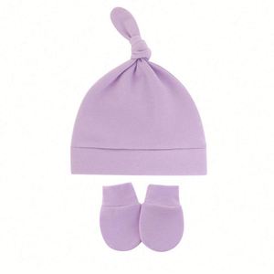 Bonnet Turban Bébé 100% Coton Noué et Mitaines Rayées pour Nouveau-né, Cadeau Promotionnel pour Bébés et Tout-petits Garçons et Filles - Product Image 2