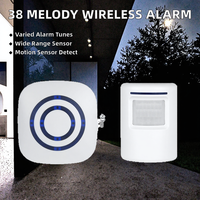 Alarm Keamanan Sensor Gerak PIR 38 Melody Bahan ABS hingga 10m Alarm Jalan Masuk Nirkabel Desain Baru