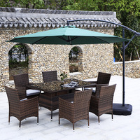 Table et chaise en rotin pour villa, cour extérieure, combinaison jardin, cour extérieure, balcon, table et chaise en rotin imperméables