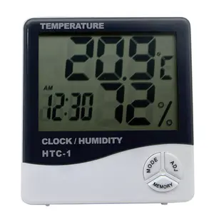 เครื่องวัดอุณหภูมิในร่ม,นาฬิกาดิจิตอลหน้าจอ LCD ไฮโกรมิเตอร์เครื่องทดสอบความชื้นอุณหภูมิ