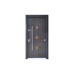 Porte de sécurité extérieure anti-effraction en bois à grain géométrique, sur mesure, à commande manuelle, porte complète - Product Image 5