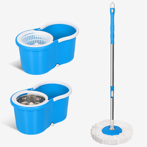 Ensemble Serpillière et <span class=keywords><strong>Seau</strong></span> Double 2-en-1 <span class=keywords><strong>Rotatif</strong></span> à 360° en Plastique Bleu Premium avec Essoreuse pour Serpillière Rotative - Product Image 1