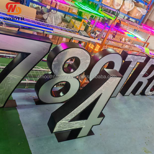 Chiffres lumineux LED 3D personnalisés en néon, miroir infini géométrique, décoration en acier inoxydable lisse pour anniversaire, Saint-Valentin - Product Image 3