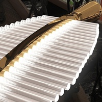 Lustre LED en acier inoxydable et verre doré, design plumes longues, pour escalier duplex, maison individuelle, club-house de villa haut de gamme et éclairage hôtelier
