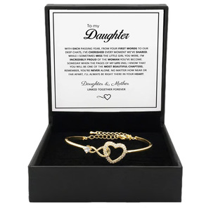 UIONEN Wholesale To My Daughter <b>Infinity</b> Heart <b>Bracelet</b> with Custom Card, Gold Plated Mother Daughter Gift Low MOQ OEM ODM - Product Image 3