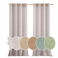 Rideaux en Faux Lin de Luxe DaiRui, Panneaux Translucides à Texture Douce Filtrant la Lumière, Draperies Unies pour Salon – Vente en Gros