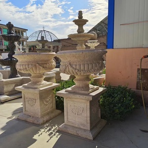 Outdoor Hand Carved Stand Small <strong>Large</strong> <strong>Marble</strong> Round Flower Pots <strong>Planters</strong> with Drainage Hole - Product Image 4