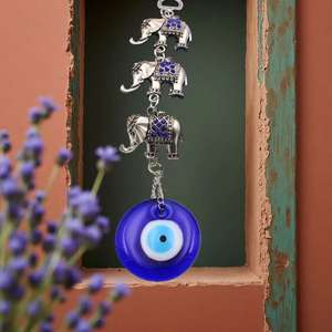 3 elefante ornamento <span class=keywords><strong>Mal</strong></span> De Ojo <span class=keywords><strong>mal</strong></span> De ojo decoración Metal pared arte amuletos coche/hogar/jardín/granja decoración patrón Santo amuleto - Product Image 4