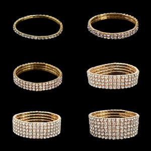 Fashion Cuff <b>Bracelets</b> Full <b>Crystal</b> Elastic Bangle Women's Party Jewelry Claw Setting Geometric Simple Design - Product Image 2
