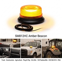 Luz Estroboscópica LED Ámbar de Advertencia para Automóviles y Camiones SM812HC ECE R65 R10 SAE, Luces de Emergencia Intermitentes, Lámpara de Baliza con Montaje Magnético