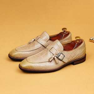 รองเท้าโลฟเฟอร์แบบ Monk Strap หนังแท้ หัวเหลี่ยม แต่งพู่ ระบายอากาศได้ดี เหมาะสำหรับฤดูร้อน รองเท้าผู้ชาย - Product Image 4