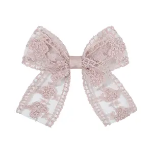 DOMOHO Japan South Korea-Style Lace Embroidered Bow Children's Hairpin Full Clamp Pairtail Side Clamp Lady Princess Style Hair