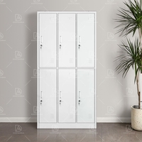 Armoire de rangement moderne pour sac de sport à six portes en acier pour les bureaux Casier à vêtements pour dortoir des employés