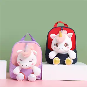 Creativo 2 en 1 Kawaii dibujos animados Arco Iris caballo felpa mochila colorido impermeable felpa animales juguetes para niñas mochila escolar