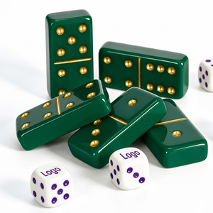 Juego de dominó de lujo de 28 fichas de acrílico mini, con logo personalizado, en colores rojo, morado y amarillo, doble seis, estilo cubano, blanco y colorido. - Product Image 4