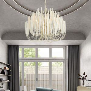Design <span class=keywords><strong>moderno</strong></span> personalizzato stile creativo sala da pranzo camera da letto Hotel regolabile asta in legno lampada a sospensione <span class=keywords><strong>bianco</strong></span> lineare <span class=keywords><strong>lampadario</strong></span> - Product Image 1