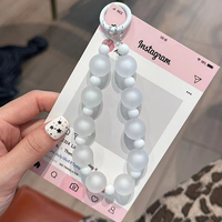 Cordon anti-perte pour téléphone, pendentif court pour clés, perles rondes mates colorées, chaîne de poignet pour femme, cordon de téléphone portable
