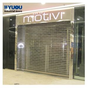 Puerta Enrollable de Policarbonato <span class=keywords><strong>Transparente</strong></span> de Alta Seguridad, Comercial, Plegable de <span class=keywords><strong>Aluminio</strong></span> con Láminas de Cristal de PC - Product Image 2