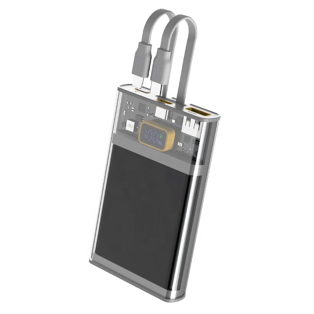 Power Banks QC 18W Fast Charging Transparent Phone Case Power Bank Cable 10000mah Power Bank for Mobile Phone