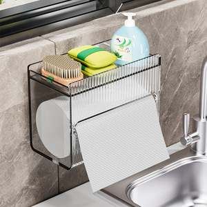 Caja de pañuelos acrílica impermeable para montar en la pared, sin taladro, rectangular, para baño, cocina, inodoro, sala de estar - Product Image 2