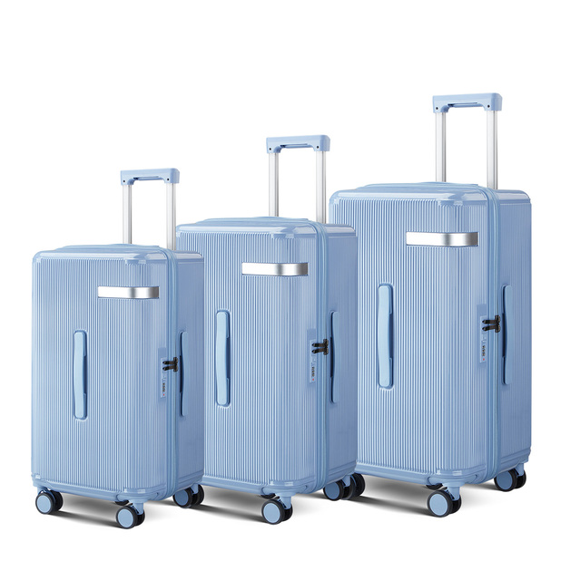 High Quality 20 24 26 28 Inch Blue Pc Suitcase Custom Lightweight Hard Shell 3 Piece Travel Suit case Luggage Sets with logo