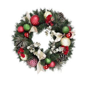 Couronnes de Noël artificielles de luxe personnalisées, écologiques, style suspendu, avec boules – Meilleures ventes - Product Image 1