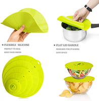 Couvre-aliments en silicone de qualité alimentaire LFGB |   Couvre-bols extensibles réutilisables en 5 tailles pour bol/gobelet/pot |   Logo et couleur personnalisés OEM