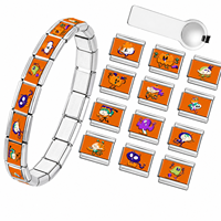 Bracelet à breloques italien en acier inoxydable, accessoires modulaires électroplaqués pour costumes d'Halloween pour enfants, en stock, fournisseur en gros