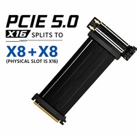 Câble Riser PCIe 5.0 X16 Gen5 1 vers 2, Connecteur Double X8 X8, Câble d'Extension GPU, PCB Épaissi, Plaqué Or 3U pour Serveur PC
