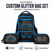 Sac à dos de cheerleading noir personnalisé avec paillettes, compartiment à chaussures, logo d'équipe en strass, nom pour les équipes de cheerleading, de danse et de gymnastique