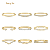 Anillo Abierto de Moissanita para Mujer, Plata de Ley 925, Chapado en Oro de 9K, Dos Piedras, Joyería de Moda, Venta al por Mayor de Fábrica Personalizada