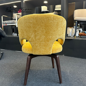 Keynes <b>Swivel</b> Dining Armchair Walnut Wooden Frame Chenille Upholstered Chair for Hotel Restaurant Commercial Space - Product Image 4