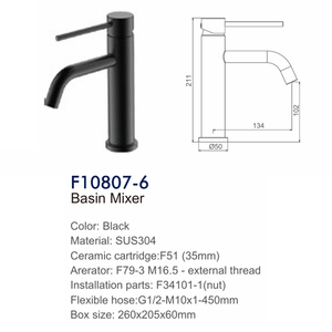 FRAP Luxury Modern Black Single-Hole Stainless Steel Bathroom Sink Faucet - Product Image 2